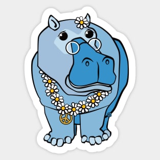 Blue Hippy Hippo Sticker